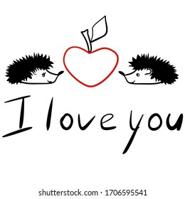 Cute Hedgehogs in Love. Vector illustration.
