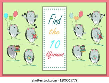 Cute hedgehogs; a vector illustration set of funny hedgehog animals; hand drawn characters; cartoon flat design great for Christmas, New Year, winter, kids theme.