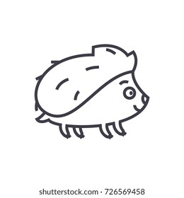 cute hedgehong  vector line icon, sign, illustration on background, editable strokes