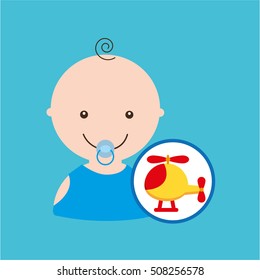 cute helicopter baby toy icon vector illustration eps 10