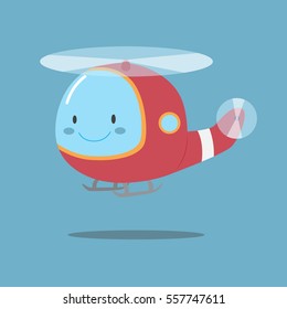 Cute helicopter with smiling face vector illustration