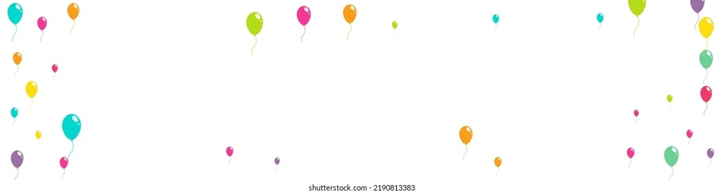 Cute Helium Inflatable Ball Vector Panoramic White Background. Inflatable Baloon Texture. Pink and Blue Realistic Cover. Bright Holiday Balloon Banner.