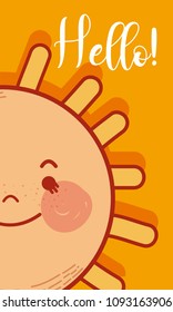 Cute hello card cartoon