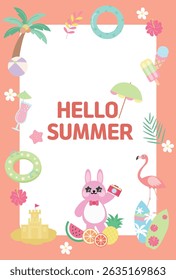 Cute Hello Summer Beach Elements