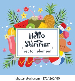 cute hello summer card treats design vector download