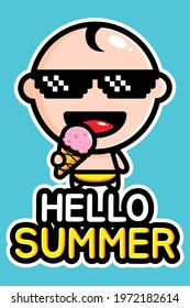 cute hello summer vector design