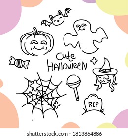 Iconos de Cute Helloween bruja de calabaza