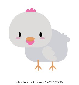cute hen baby kawaii, flat style icon vector illustration design