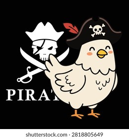 CUTE hen black pirates vector illustration