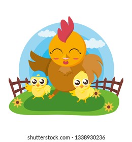 cute hen and chicks
