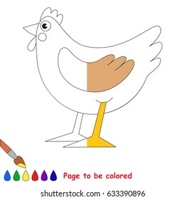 Cute Hen, the coloring book to educate preschool kids with easy gaming level, the kid educational game to color the colorless half by sample.