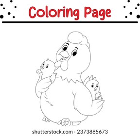 cute hen coloring page for kids