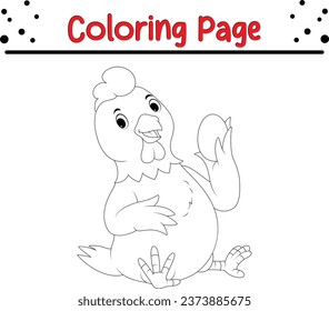 cute hen coloring page for kids
