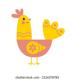 Cute hen isolated on white background. Cartoon vector illustration