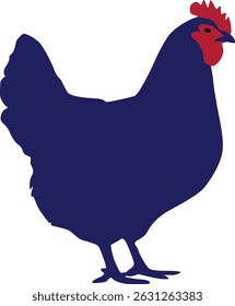 Uma ilustração de vetor de galinha bonito com um design encantador e divertido, perfeito para projetos com tema de fazenda ou para crianças.