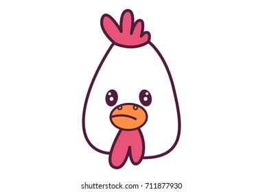 Cute Hen . Vector Illustration. Isolated on white background.