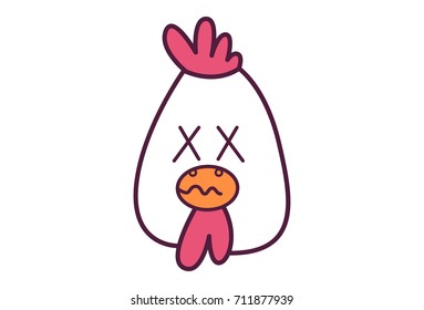 Cute Hen . Vector Illustration. Isolated on white background.