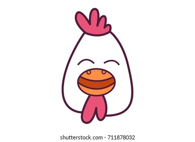 Cute Hen . Vector Illustration. Isolated on white background.