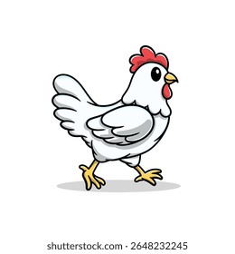 cute hen walks cartoon illustration