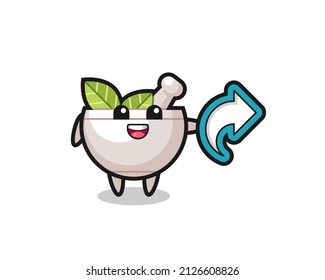 cute herbal bowl hold social media share symbol , cute style design for t shirt, sticker, logo element