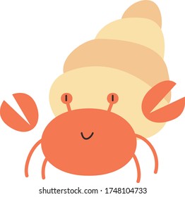 Cute hermit crab Cartoon  Vector illustration hermit crab white background  Drawing for children