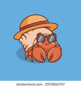 Cute Hermit crab crab hat vector children's illustration Q edition vector cartoon illustration