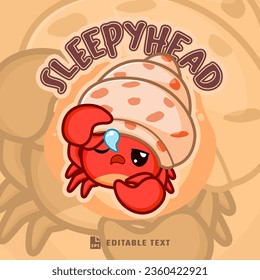 Cute Hermit Crab Logo Cartoon