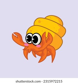 Cute hermit crab sea animal cartoon icon vector illustration