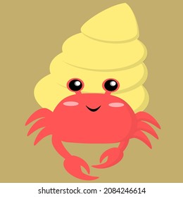 Cute hermit crab simple vector art