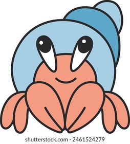 Cute hermit crab vector illustration