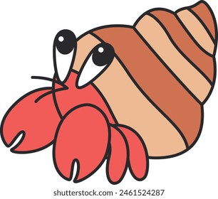 Cute hermit crab vector illustration