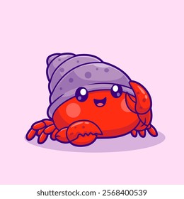 Cute Hermit Crab Waving Hand Cartoon Vector Icon 
Illustration. Animal Nature Icon Concept Isolated Premium 
Vector. Flat Cartoon Style 