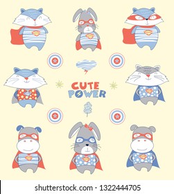 cute hero animals pattern 