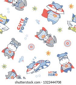 cute hero animals pattern 