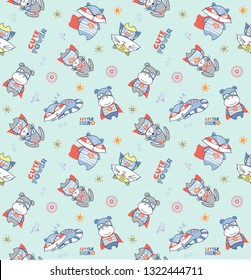 cute hero animals pattern 