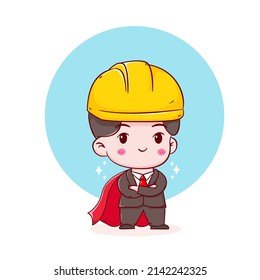 Cute Hero Engineer mit Gartenbauer Konzept handgezeichnet Cartographie-Charakter