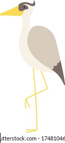 Cute Heron Cartoon, Vektorgrafik Heron auf weißem Hintergrund. Zeichnen für Kinder