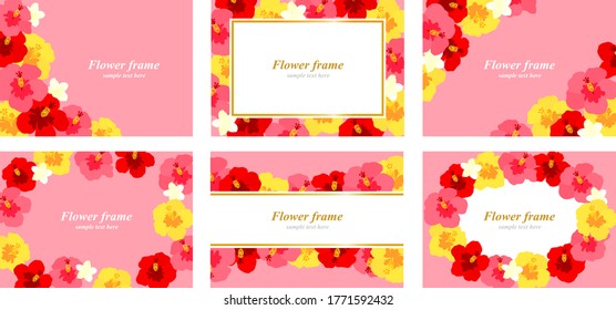 Cute hibiscus background illustration set
