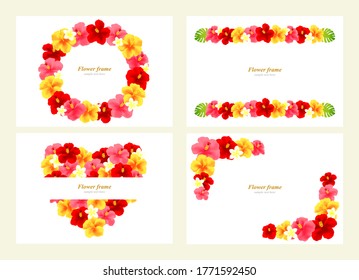 Cute hibiscus background illustration set