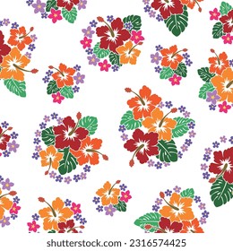 Cute hibiscus and dolphin pattern suitable for textiles,