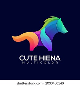 Cute hiena colorful gradient logo template