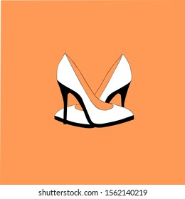Cute High Heels Icon on the Orange 
