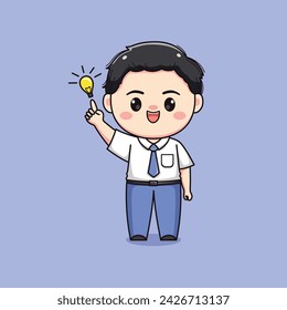 cute high school student boy has an idea chibi kawaii
