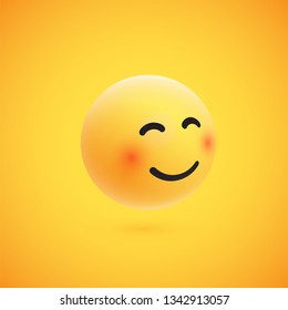 Cute high-detailed yellow 3D emoticon for web, vector illustration