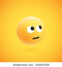 Cute high-detailed yellow 3D emoticon for web, vector illustration