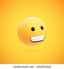 Cute high-detailed yellow 3D emoticon for web, vector illustration