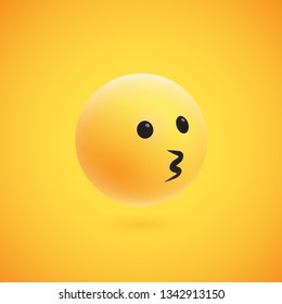 Cute high-detailed yellow 3D emoticon for web, vector illustration