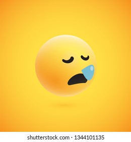 Cute high-detailed yellow 3D emoticon for web, vector illustration