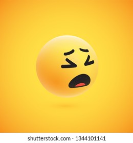 Cute high-detailed yellow 3D emoticon for web, vector illustration