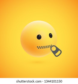 Cute high-detailed yellow 3D emoticon for web, vector illustration